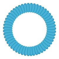 Blue spiral hair tie creating empty circle on white background vector