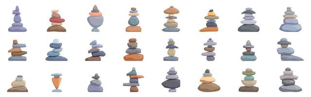 Balancing stone icons set. Set of various stones balancing on top of each other creating zen atmosphere vector