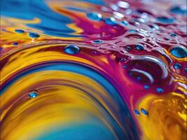 Dynamic Water Droplet Reflections on Color Surface photo