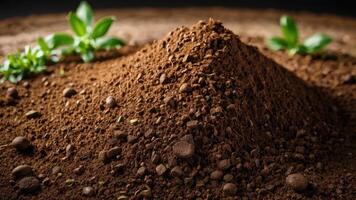 Fertile soil texture background seen from above, top view photo