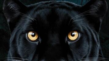 A stunning close-up photo of a panther's eyes, showing its striking and captivating large eyes