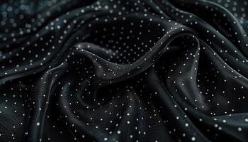 Black Fabric with White Polka Dots Draped and Folded photo