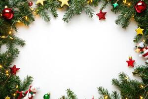 Christmas Tree Branches with Ornaments and Lights photo