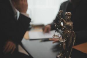 Law theme, gavel or mallet of the judge, lawyer enforcement officers, evidence-based cases taken into account in the court abount business, legislation. photo