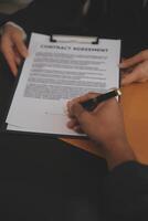 Law theme, gavel or mallet of the judge, lawyer enforcement officers, evidence-based cases taken into account in the court abount business, legislation. photo