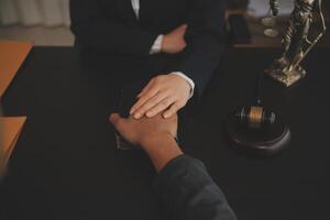 Law theme, gavel or mallet of the judge, lawyer enforcement officers, evidence-based cases taken into account in the court abount business, legislation. photo