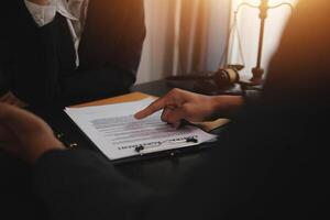 Law theme, gavel or mallet of the judge, lawyer enforcement officers, evidence-based cases taken into account in the court abount business, legislation. photo