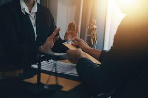 Law theme, gavel or mallet of the judge, lawyer enforcement officers, evidence-based cases taken into account in the court abount business, legislation. photo
