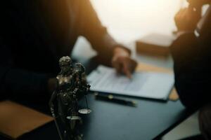 Law theme, gavel or mallet of the judge, lawyer enforcement officers, evidence-based cases taken into account in the court abount business, legislation. photo