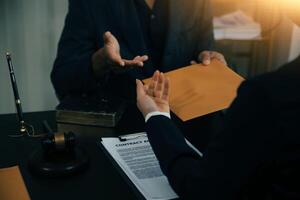 Law theme, gavel or mallet of the judge, lawyer enforcement officers, evidence-based cases taken into account in the court abount business, legislation. photo