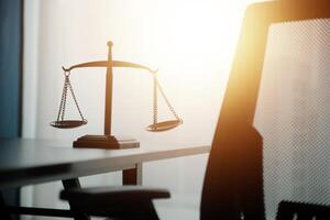 Law theme, gavel or mallet of the judge, lawyer enforcement officers, evidence-based cases taken into account in the court abount business, legislation. photo