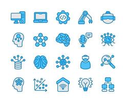 Set of Artificial intelligence icons, Containing Ai brain, vr, robot data. It can be used for many purpose. vector