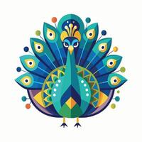 Abstract green bird on a bright white background vector