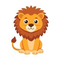 Cartoon lion sitting and smiling on white background vector