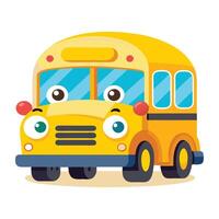 Cartoon of a yellow school bus showing front and back vector