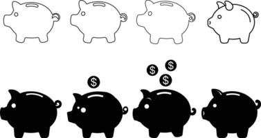 Piggy bank icon on white background. vector