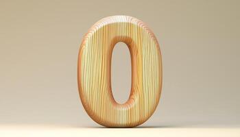Shape number 0 made from pieces wooden textured in pastel background photo
