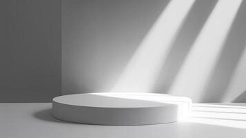 White elegant stage show case podium with spotlight for branding presentation product photo