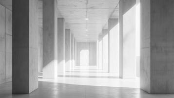 Architecture grey cement corridor high wall exterior modern building with blue sky photo