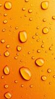 Waterdrop bubble splashing rounded on yellow blurred background photo