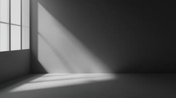 Empty modern minimalist room with shadow from window sunlight interior building photo