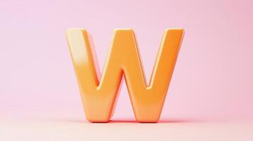 Letter W font orange frame uppercase for children toy learning on solid background photo
