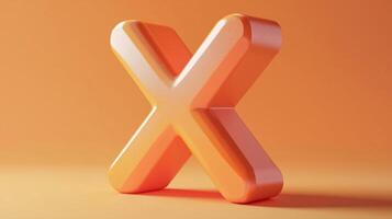 Letter X font orange frame uppercase for children toy learning on solid background photo