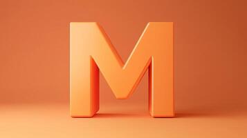 Letter M font orange frame uppercase for children toy learning on solid background photo
