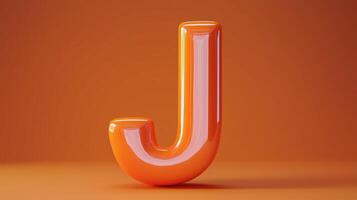 Letter J font orange frame uppercase for children toy learning on solid background photo