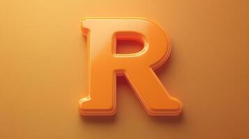 Letter R font orange frame uppercase for children toy learning on solid background photo