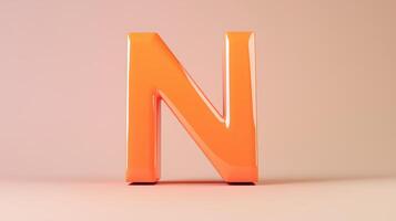 Letter N font orange frame uppercase for children toy learning on solid background photo