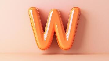 Letter W font orange frame uppercase for children toy learning on solid background photo