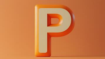 Letter P font orange frame uppercase for children toy learning on solid background photo