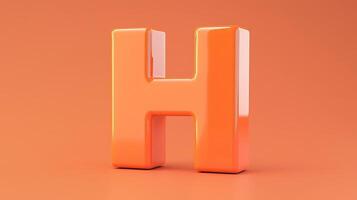 Letter H font orange frame uppercase for children toy learning on solid background photo