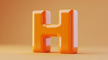 Letter H font orange frame uppercase for children toy learning on solid background photo