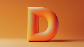 Letter D font orange frame uppercase for children toy learning with game play on solid background photo