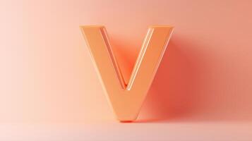 Letter V font orange frame uppercase for children toy learning on solid background photo