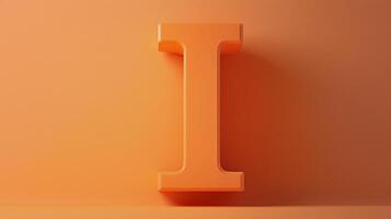 Letter I font orange frame uppercase for children toy learning on solid background photo