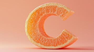 Letter C font orange frame uppercase for children toy learning with game play on solid background photo
