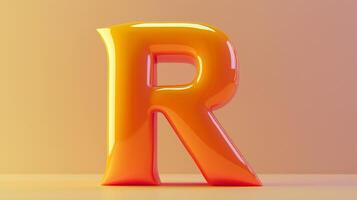 Letter R font orange frame uppercase for children toy learning on solid background photo