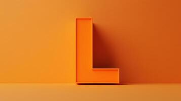 Letter L font orange frame uppercase for children toy learning on solid background photo