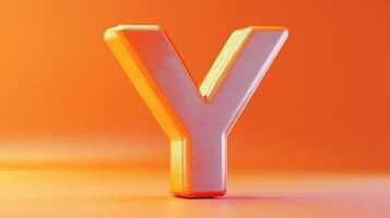 Letter Y font orange frame uppercase for children toy learning on solid background photo