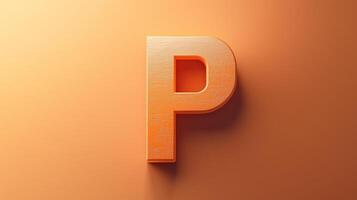 Letter P font orange frame uppercase for children toy learning on solid background photo