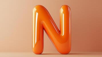 Letter N font orange frame uppercase for children toy learning on solid background photo