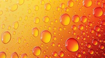 Bubble water drop dew on glass window blurred orange background photo