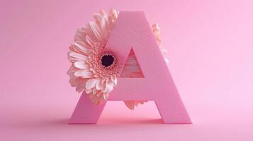 Letter A font flower frame uppercase for children toy learning with game play on solid background photo
