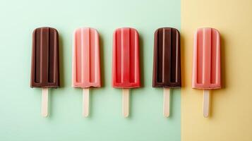 Chocolate and strawberry pop sickle fruit flavor for sugar cold snack in summer day homemade photo