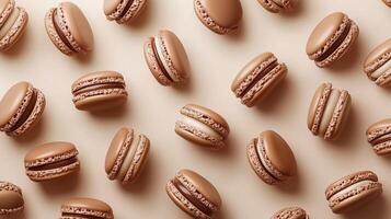 Chocolate macaron pattern pastry cookie dessert seamless background photo