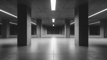 Dark grey architecture empty concrete floor modern structure perspective photo