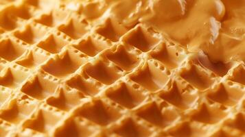 Yellow waffle texture pattern bread for breakfast banner photo